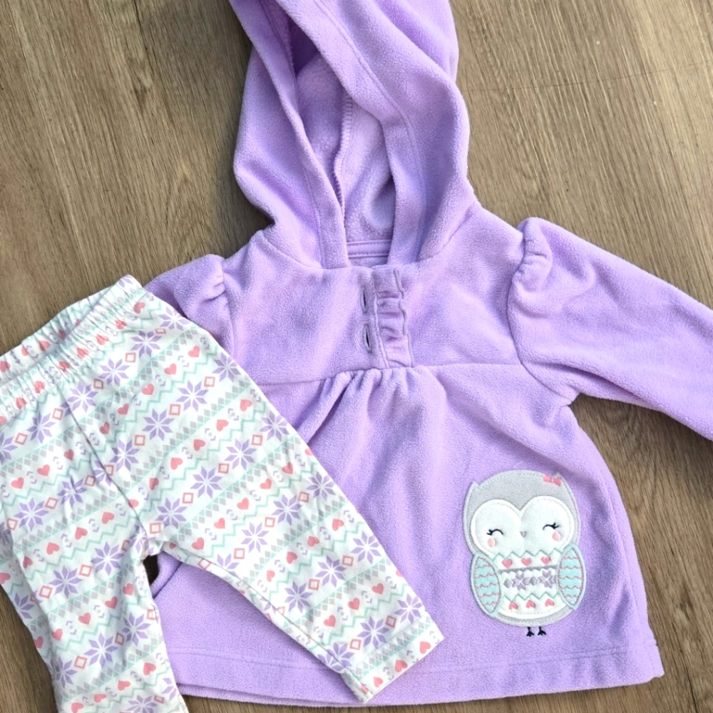 Purple Owl Fleece Shirt With Hood